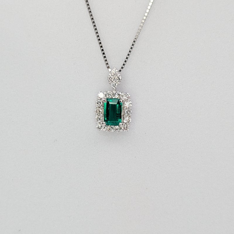 PT950/850エメラルド 0.35ct ダイヤモンド 0.30ct ペンダント