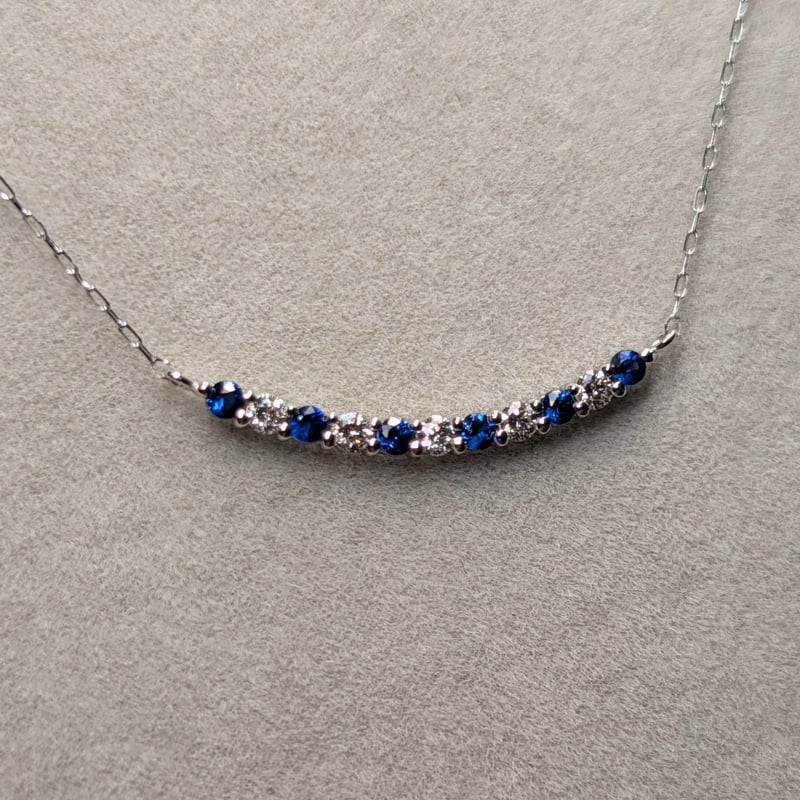 PT900/850 サファイア 0.13ct ダイヤモンド 0.10ct エタニティバー ネッ