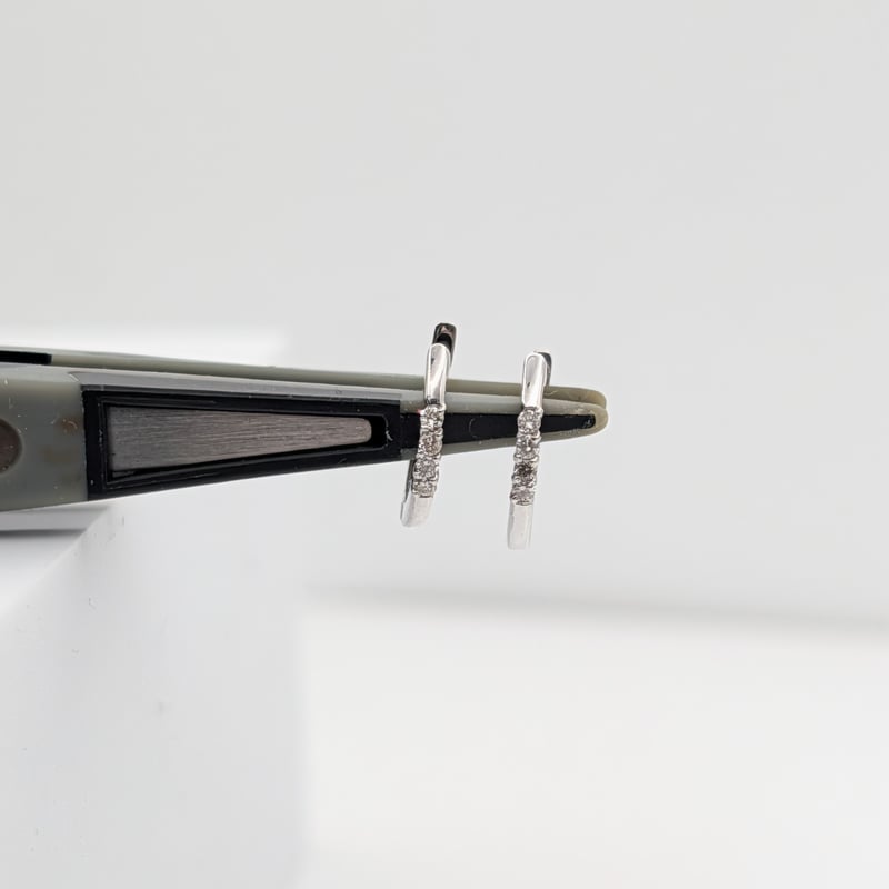 K10WG ダイヤモンドフープピアス 0.03ct×2 Used Jewelry | 鈴木屋