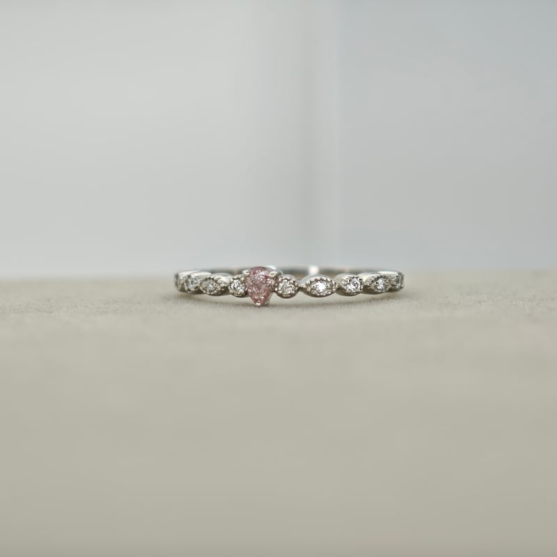 CGL鑑定書付】PT950 ピンクダイヤモンド 0.08ct ダイヤモンド 0.06ct リ