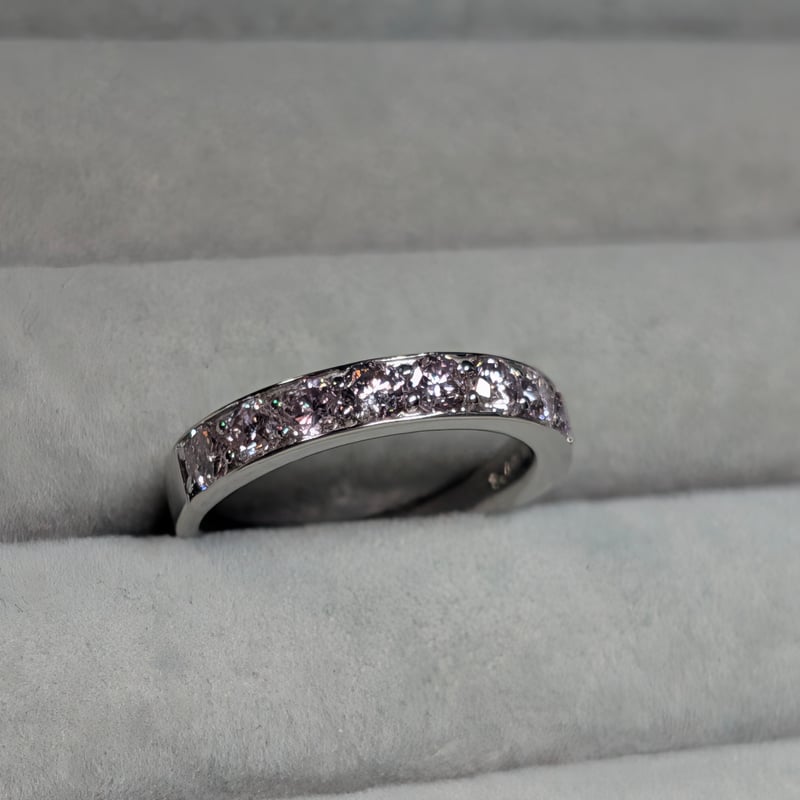 CGL鑑別書】PT900 ピンクダイヤモンド 合計1.00ct 14号 リング Used j