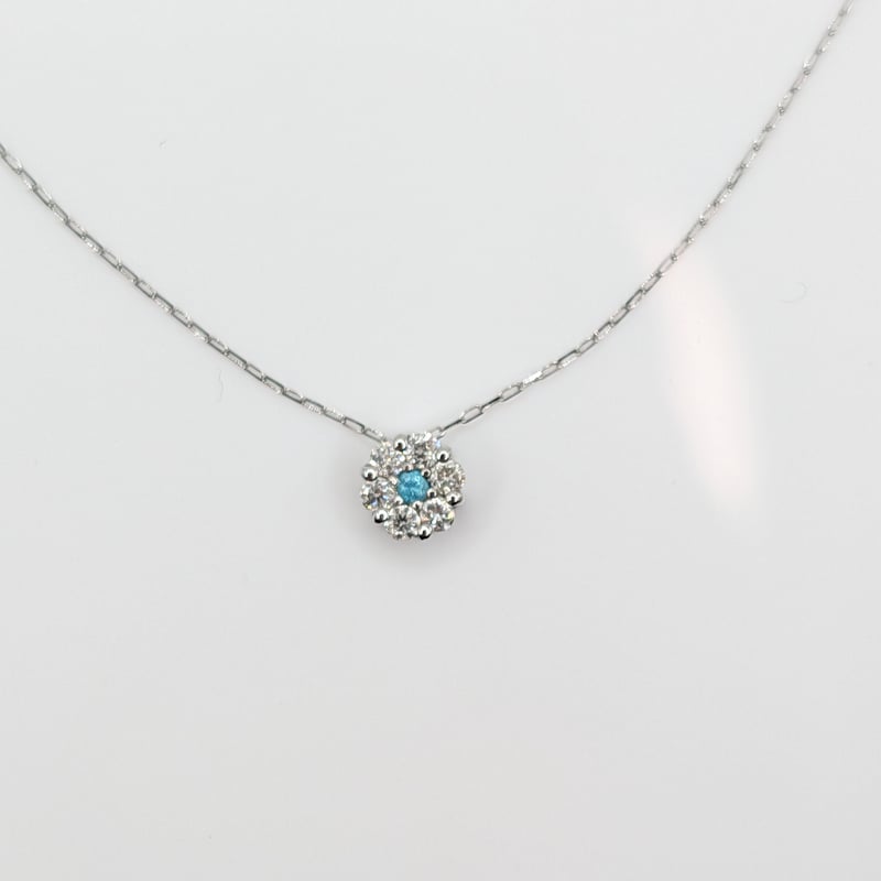PT900/850 パライバトルマリン 0.01ct ダイヤモンド 0.08ct フラワー