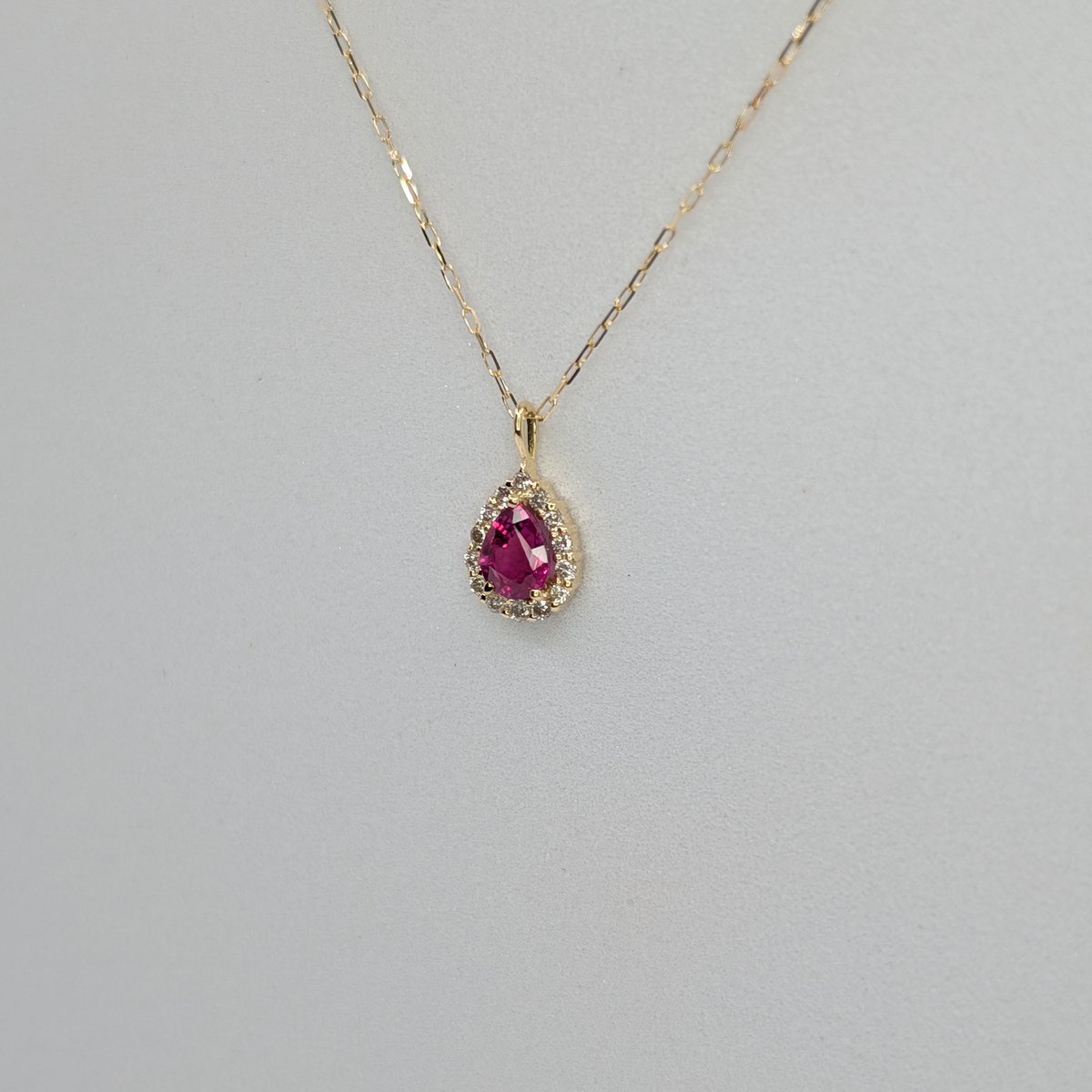 K18YG ペンダントのみ　ルビー0.05ct ビルマ産ルビー K18 0.18ct ダイヤモンド 0.05ct 40cmチェーン付き