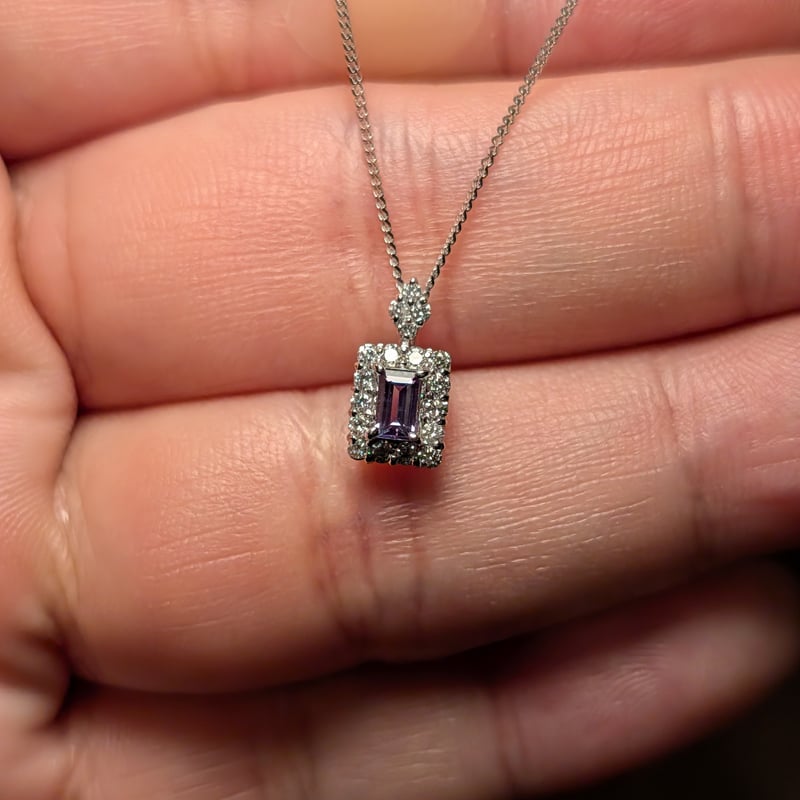 PT950/850アレキサンドライト 0.18ct ダイヤモンド 0.16ct ペンダント