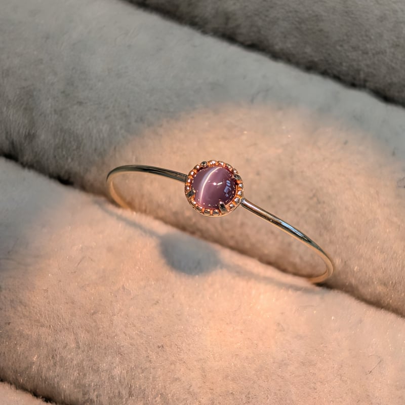 K10YG 11号 アレキサンドライトキャッツアイ 3.0mm 超華奢ミルリング