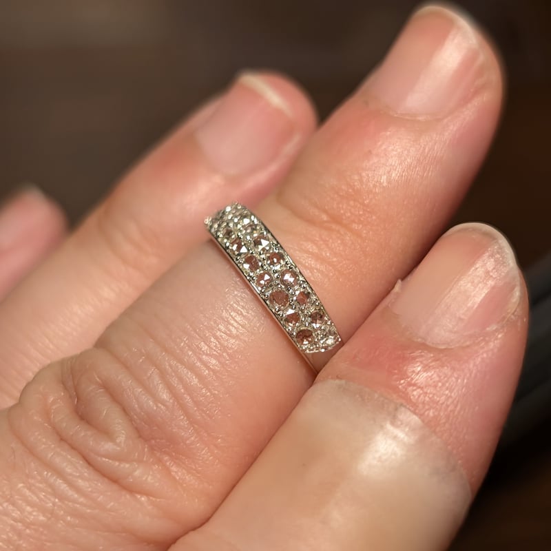 PT950ローズカットダイヤモンド 0.340ct 2列 パヴェ リング 12号