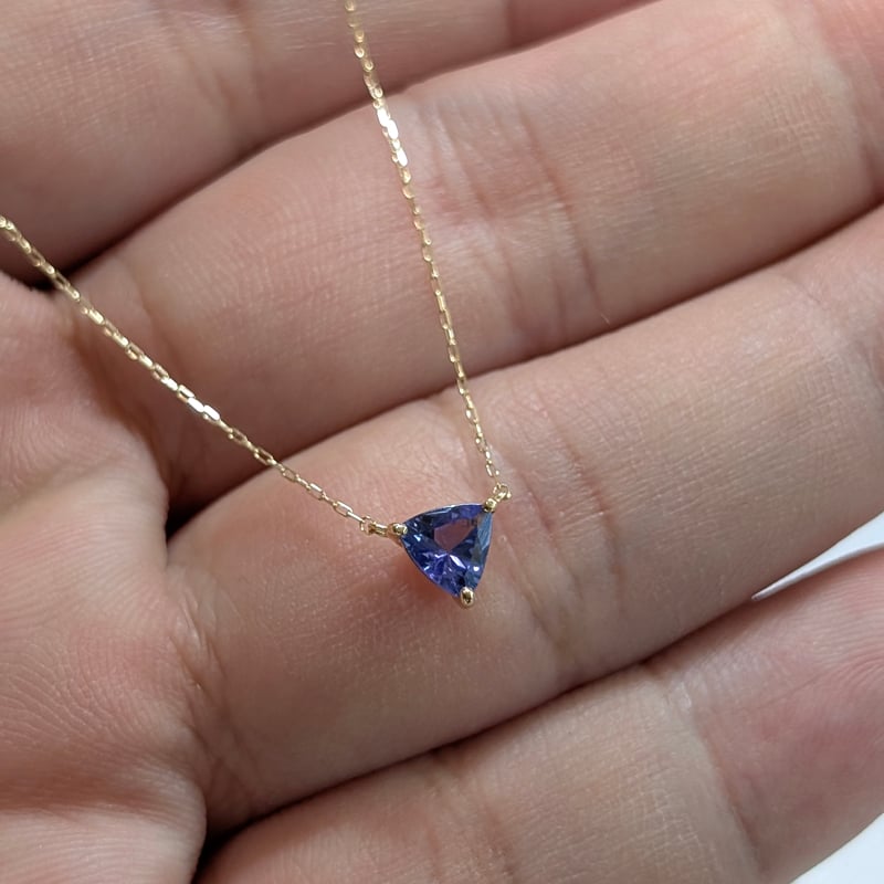 K１８タンザナイト５x７二段腰枠ペンダント K18YG タンザナイト ペンダント ネックレス ひし形 ダイヤ