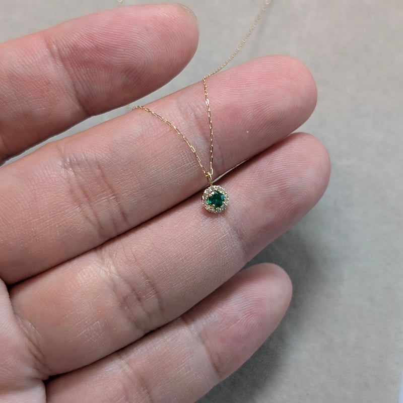 にゃおJG349★高級 エメラルド0.45ct ダイヤ K18 ヘッドソ付 K18 エメラルド 0.07ct ダイヤモンド 0.04ct ミニ取り巻き