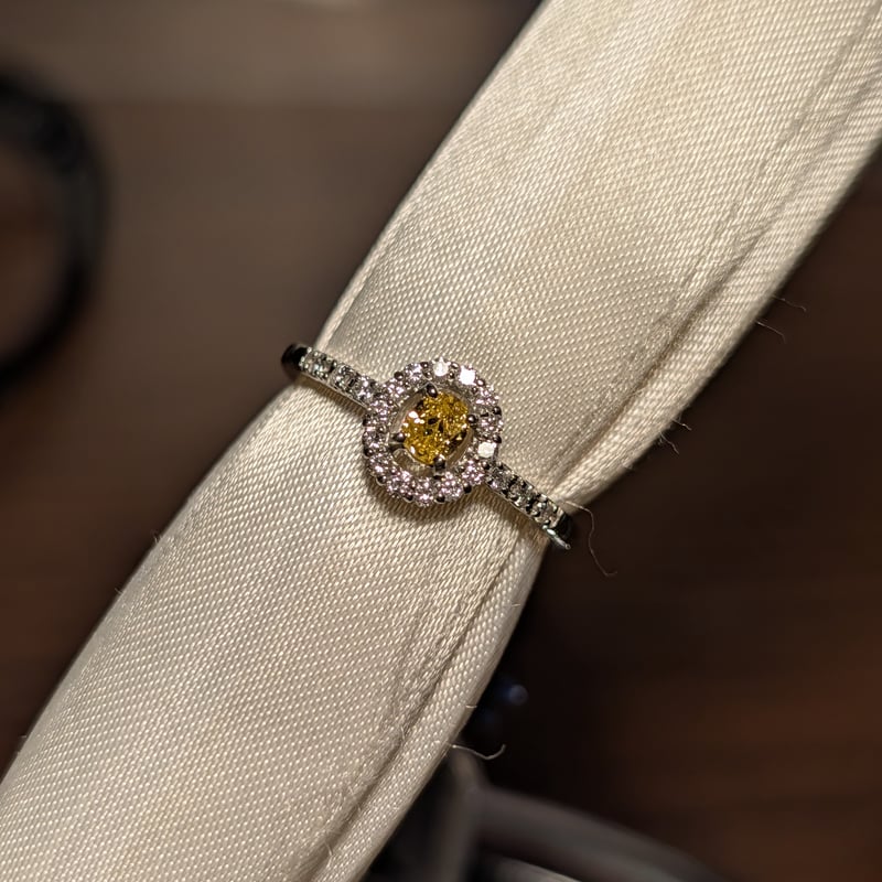 PT950オレンジイエローダイヤモンド 0.153ct ダイヤモンド 0.18ct