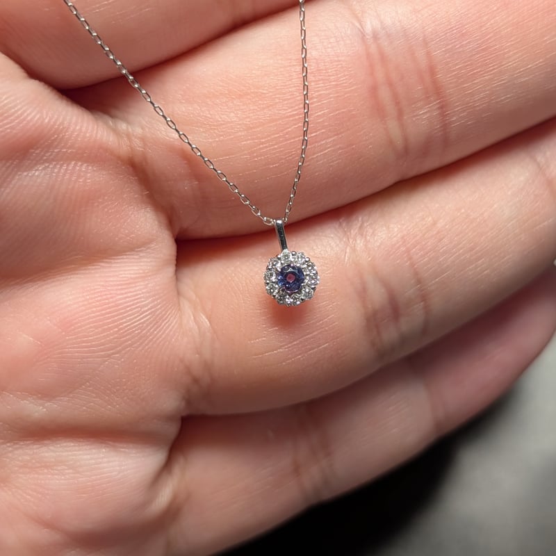 PT900/PT850 アレキサンドライト 0.08ct ダイヤモンド 0.06ct ペンダン