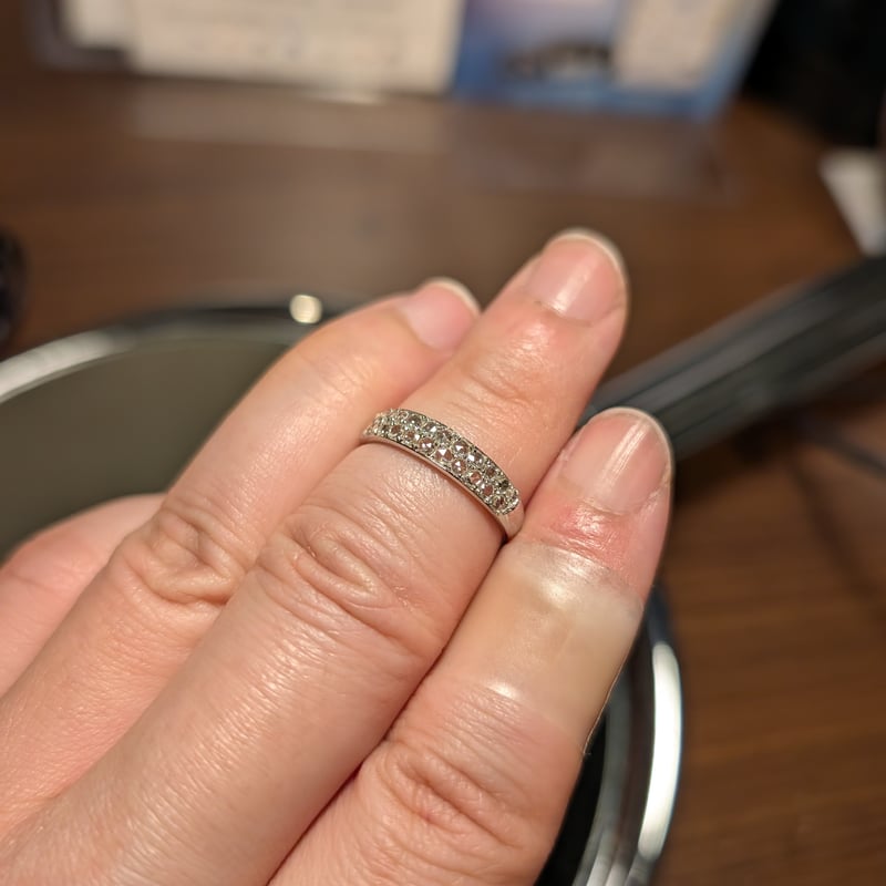 ダンゴ様用！！【全石H&C☆】極上　パヴェ　ダイヤモンド　pt950 オーバル PT950ローズカットダイヤモンド 0.340ct 2列パヴェリング 12号 | 鈴木