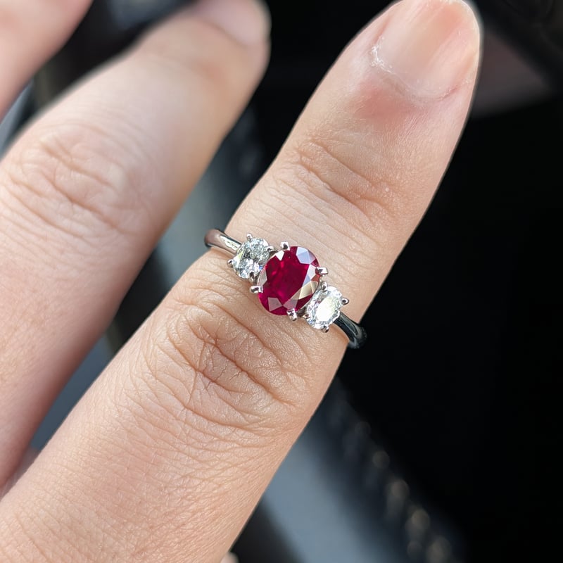 CGL鑑別書】PT900 ピジョンブラッドルビー 1.286ct ダイヤモンド 0.41ct