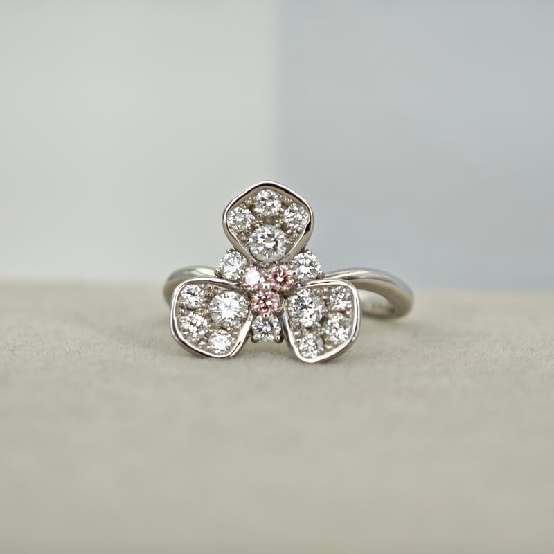 PT900 ピンクダイヤモンド 0.09ct ダイヤモンド 0.65ct リング 11.5号