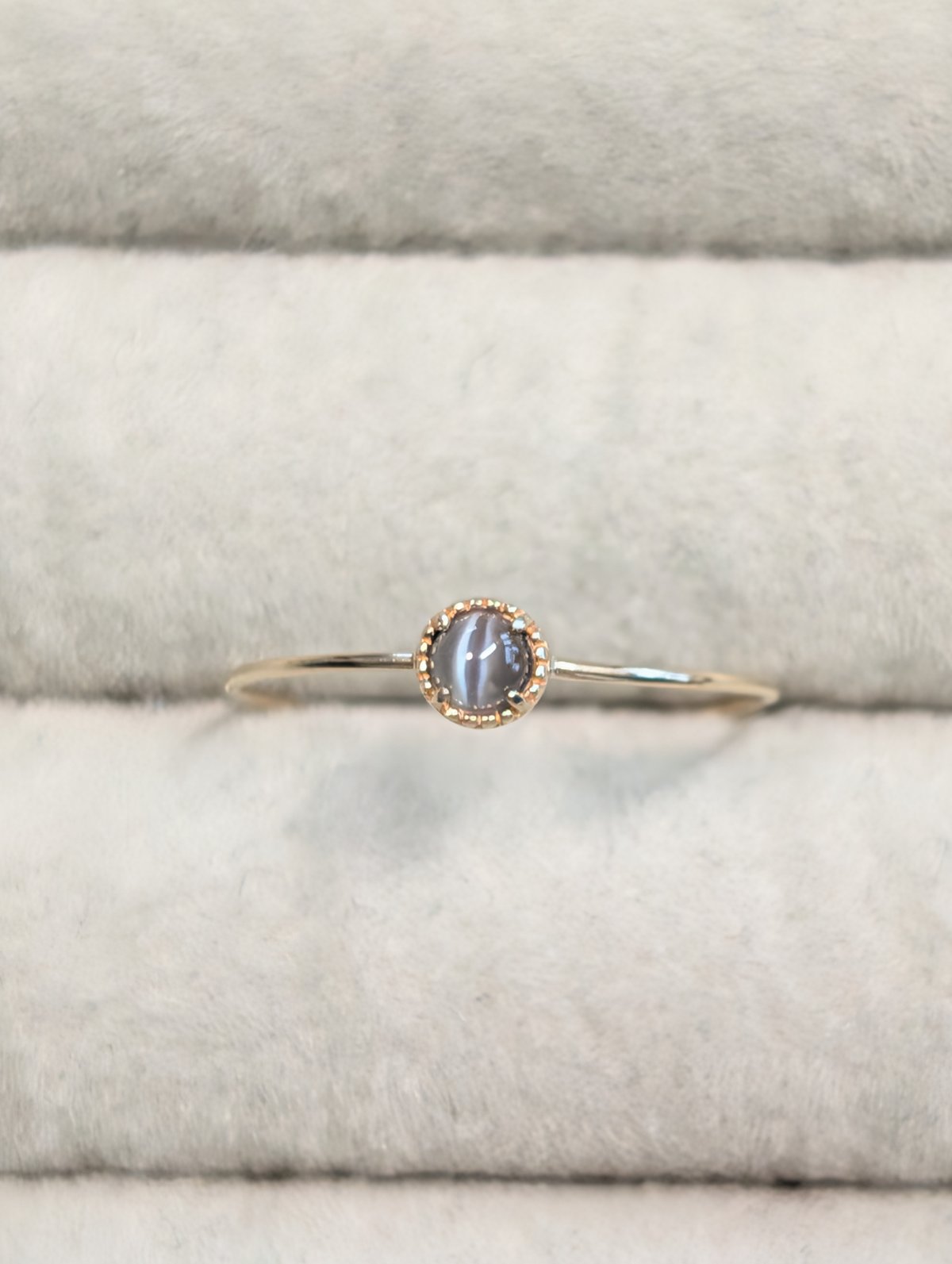 K10YG 11号 アレキサンドライトキャッツアイ 3.0mm 超華奢ミルリング