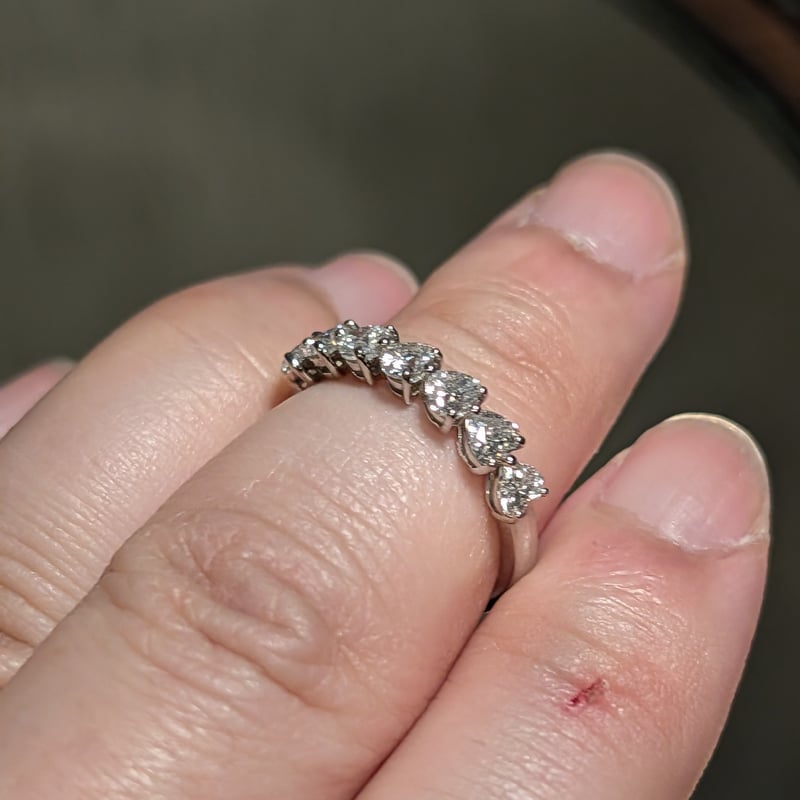 CGL鑑定書】PT900 ダイヤモンド 1.028ctハートシェイプ7pcs Dカラー VS