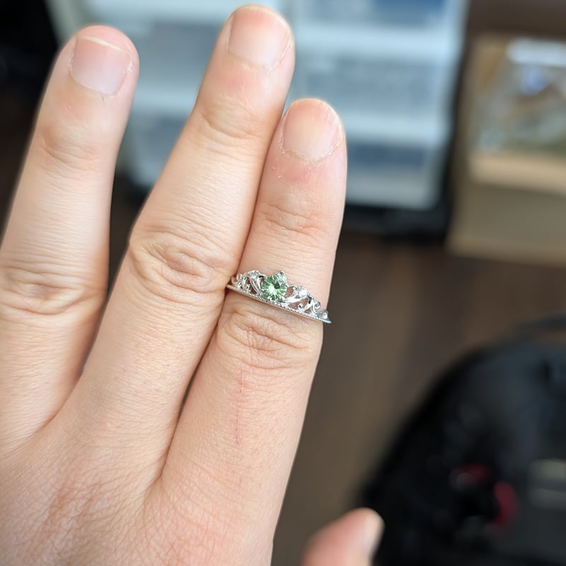 未使用保管品　プリンセスダイアナ　ティアラのデザインリング　フランクリンミント Disney] プリンセスティアラ ハート/エンゲージリング（婚約指輪