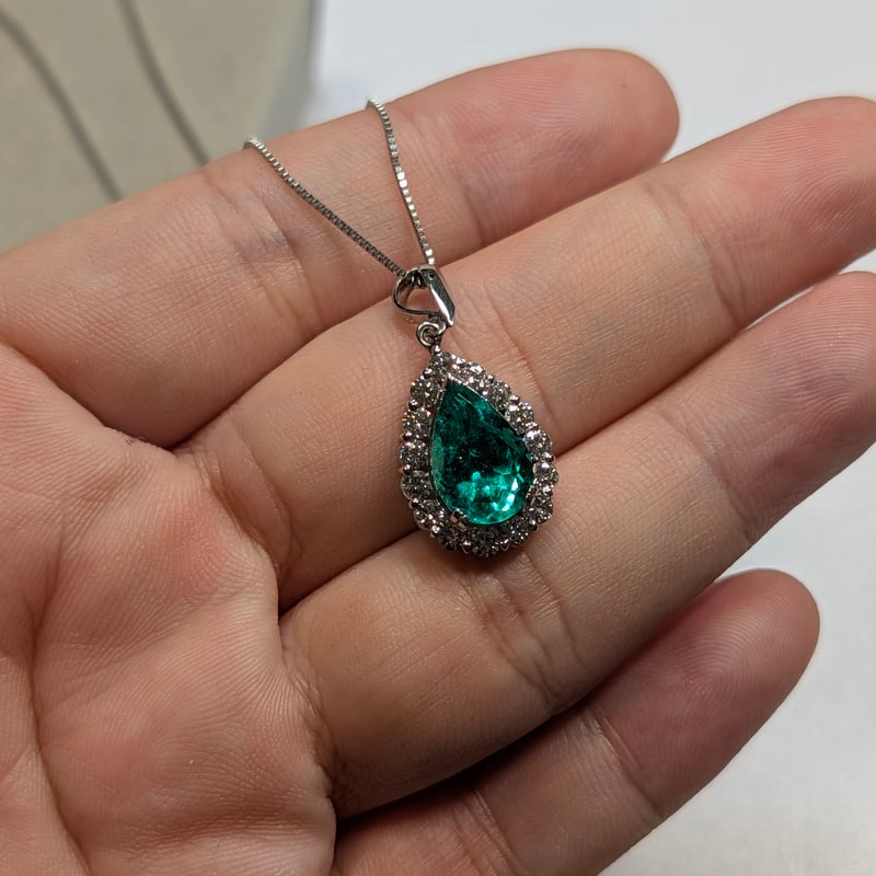 日独鑑別書】PT900/850 コロンビア産 エメラルド 2.70ct ダイヤモンド