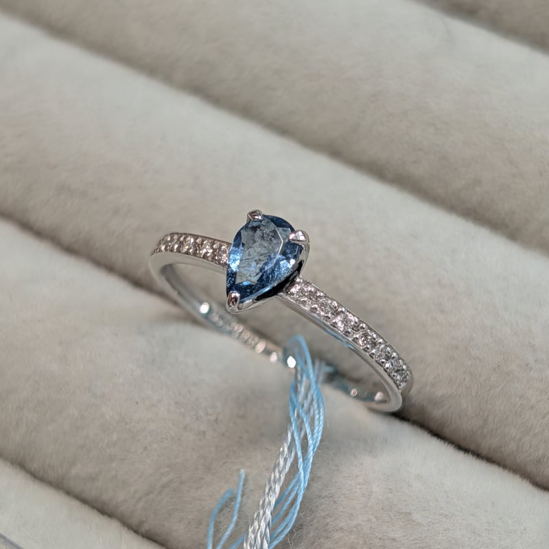 GGSJ鑑別書付】PT900 サンタマリア アクアマリン 0.38ct ダイヤモンド