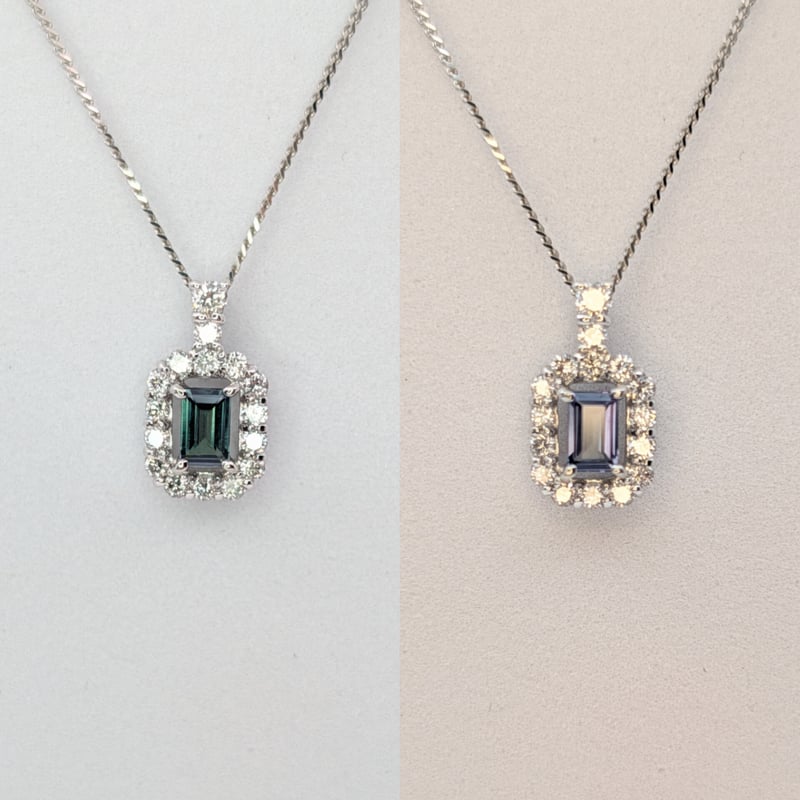 PT950/850アレキサンドライト 0.15ct ダイヤモンド 0.16ct ペンダント