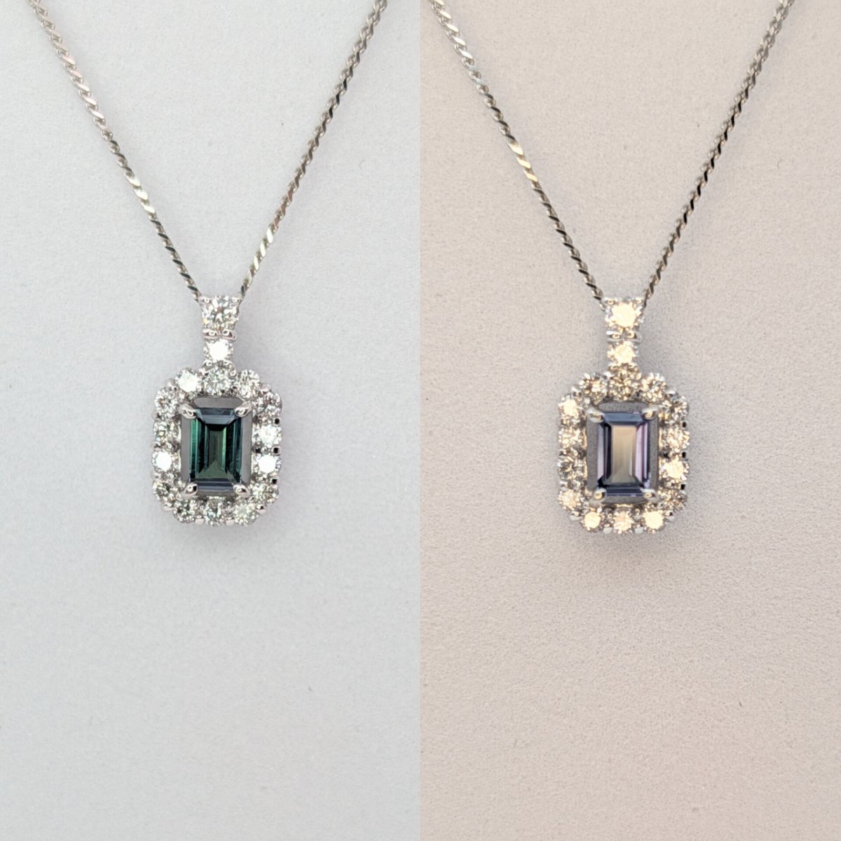 PT950/850アレキサンドライト 0.15ct ダイヤモンド 0.16ct ペンダント