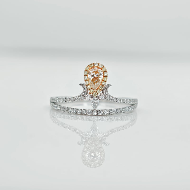 K18WG/YG イエローダイヤモンド0.18ct ダイヤモンド0.36ct リング 13.5
