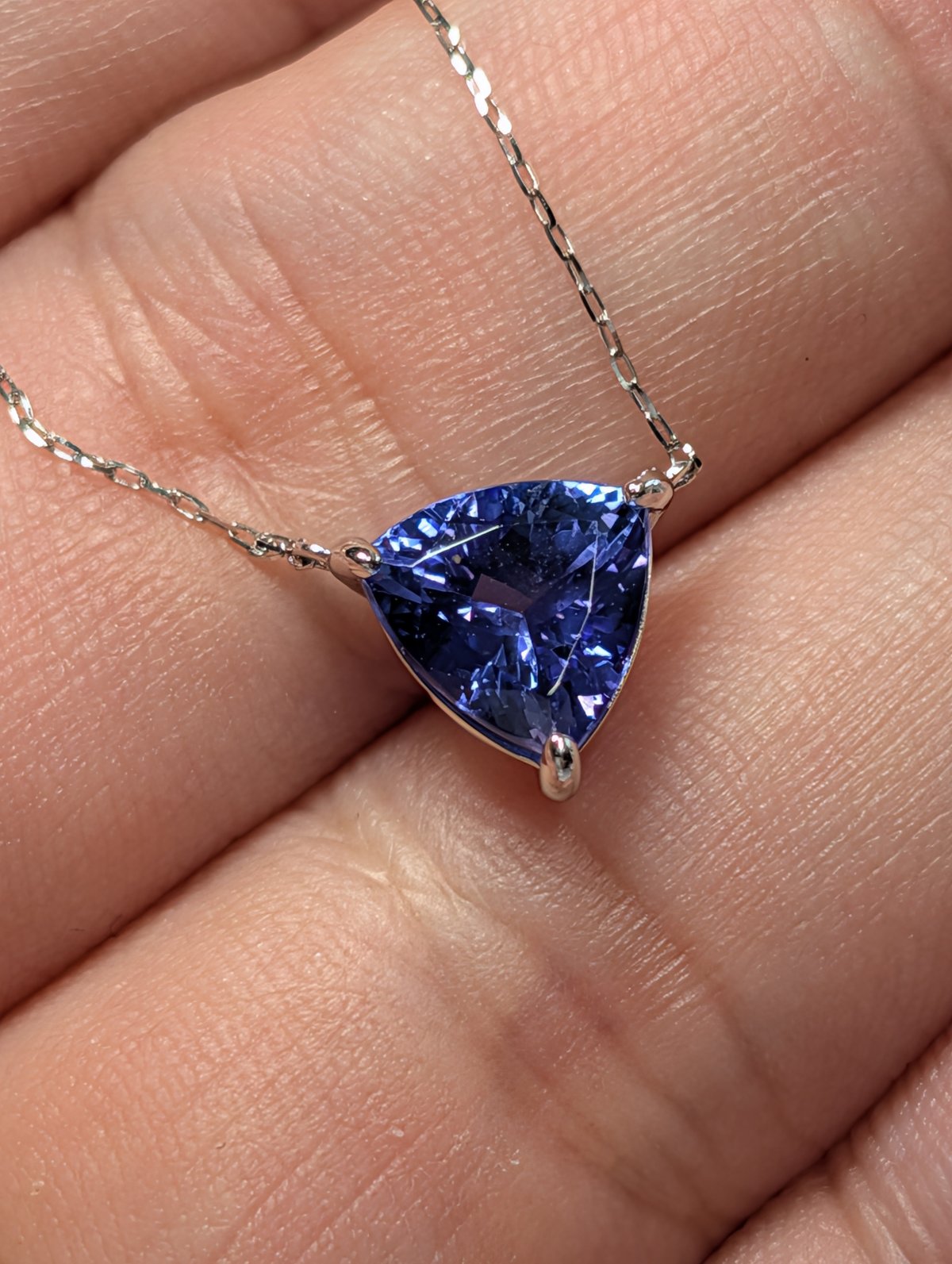 PT900/850 タンザナイト 1.70ct トリリアントペンダント 45cmスライド