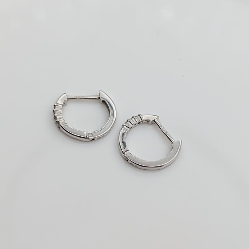 K10WG ダイヤモンドフープピアス 0.03ct×2 Used Jewelry | 鈴木屋