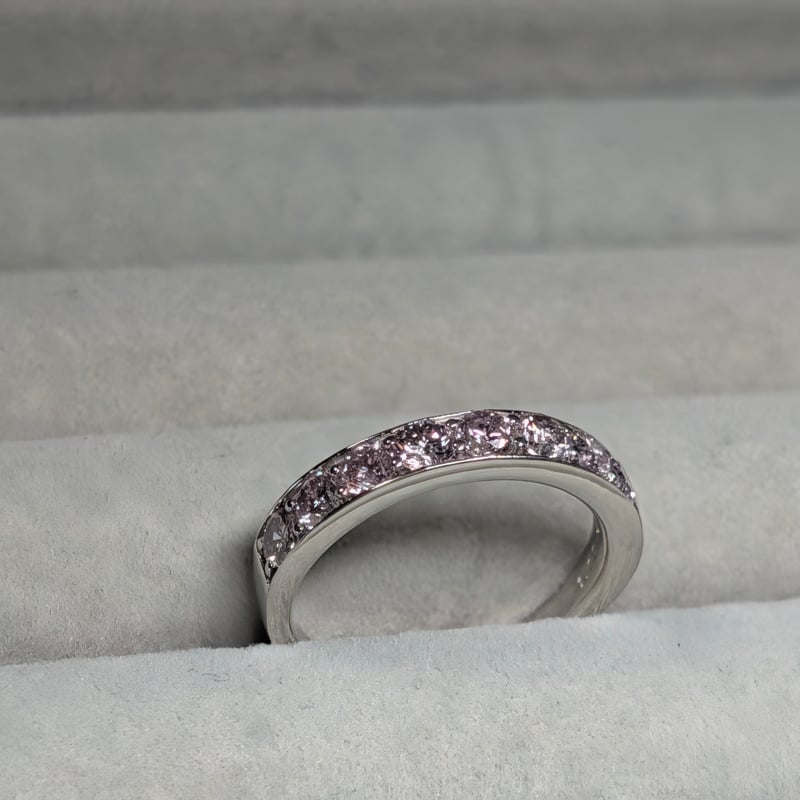 CGL鑑別書】PT900 ピンクダイヤモンド 合計1.00ct 14号 リング Used j