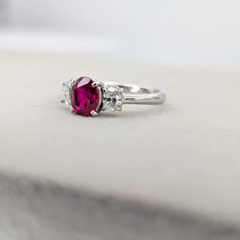 CGL鑑別書】PT900 ピジョンブラッドルビー 1.286ct ダイヤモンド 0.41ct