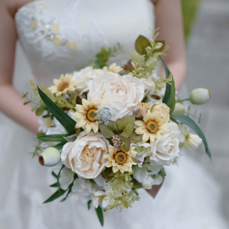 ブーケ　ブートニア　髪飾り　セット　結婚式　造花　3点セット オーダーメイド》ウエディング3点セット（ブーケ・ブートニア・髪飾り