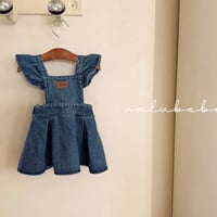 valu bebe／frill wing denim onepeice