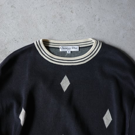 1990s Christian Dior Cotton Knit Jacquard Sweater