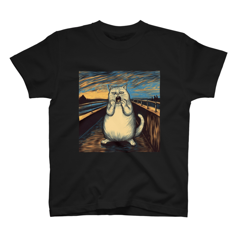 ニャンくの叫びTシャツ/Sサイズ～レディースサイズ、KIDSまで/猫