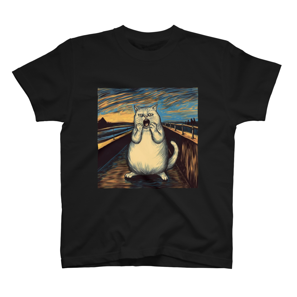 ニャンくの叫びTシャツ/Sサイズ～レディースサイズ、KIDSまで/猫