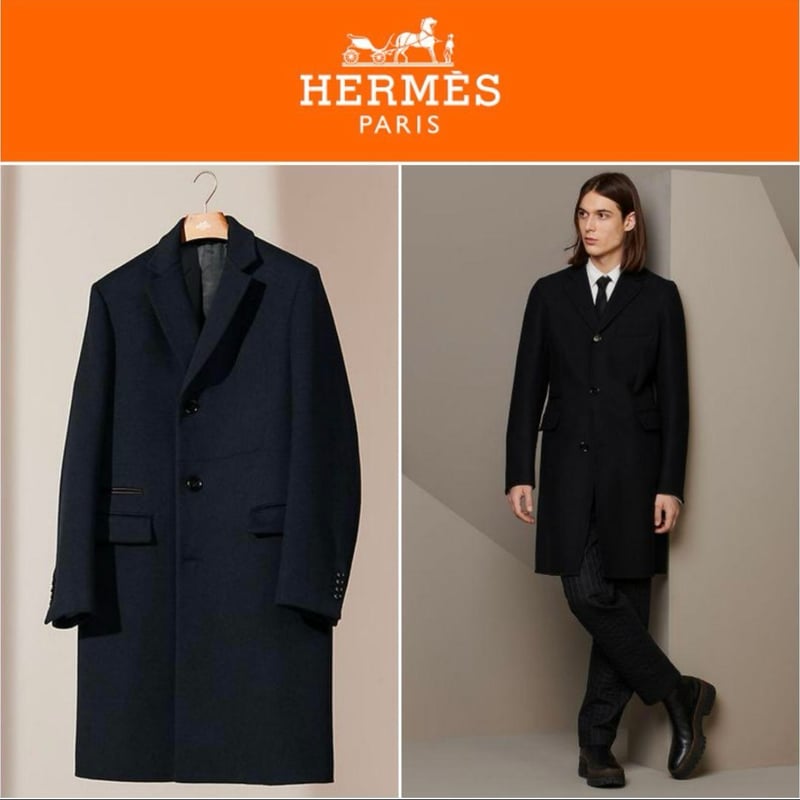 エルメス HERMES カシミヤ コート ブラック レザー チェスターコート HERMES エルメス カシミヤ チェスターコート | エルメス専門店 Amsterdam
