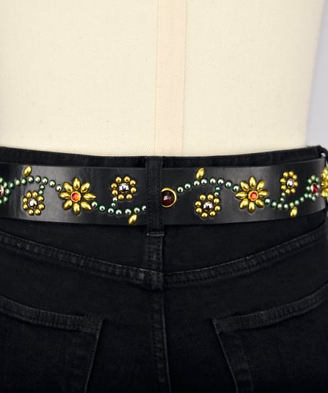 【受注生産】DISCORDANCE [Belt] Flower 44mm幅 - Black