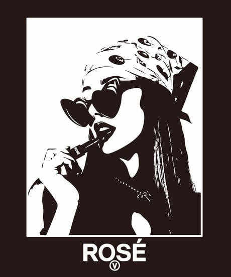 ROSÉ VINTAGE [TEE-BLACK] Bandana Girl