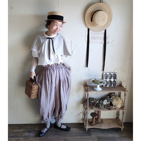 Antique doll Drawers pants【Antique pink】アンティークドールドロワーズパンツ フレンチリネンドロワーズパンツ ギャザーフリルパンツ