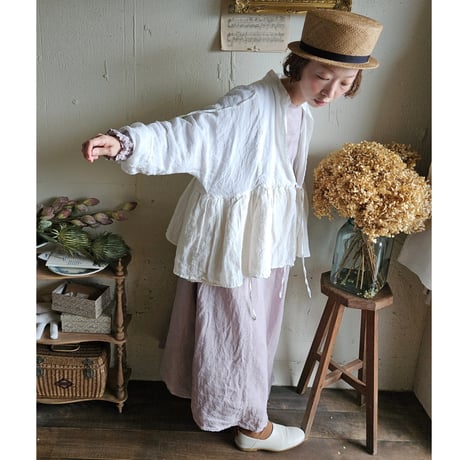 【即納】《送料無料》リネンカシュクールジャケット　Linen cachecoeur Jacket