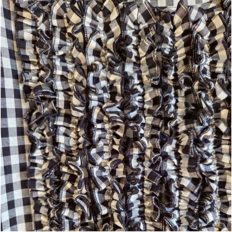 即納】ギンガムエミリーワンピース 《黒×白》 gingham emilyone-piece