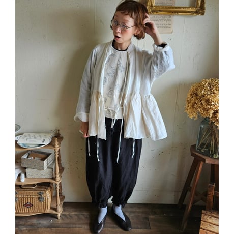 【即納】《送料無料》リネンカシュクールジャケット　Linen cachecoeur Jacket