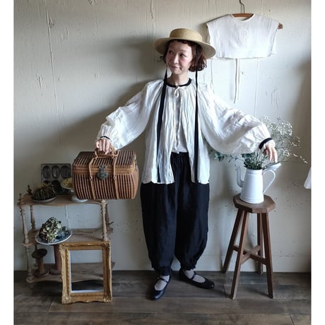 【即納】bicolor 2way gather Antique Blouse バイカラー 2way ギャザーアンティークブラウス #gauze