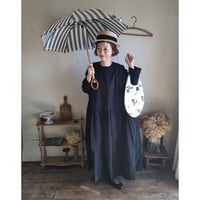【Mat Black】modernist switching gather Onepiece コットンワンピース Aライン ギャザーワンピース ガーゼ gauze#