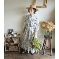 《送料無料》toile de jouy トワルドジュイ柄 ギャザーワンピース French cotton gather one piece