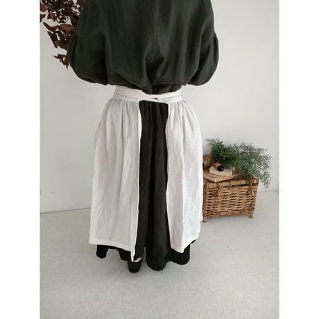 【即納サンプル品】Ecru White 2way サスペンダーギャザータブリエ French Linen Gather tablier フレンチリネンタブリエ タブリエエプロン アンティークタブリエ