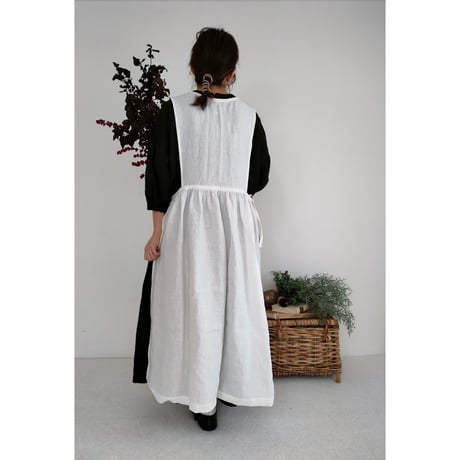 【white】エプロンワンピ着丈＋５cmのご購入は、こちらから♪フレンチリネン エプロンワンピース フレンチリネンワンピース リネンエプロンワンピース