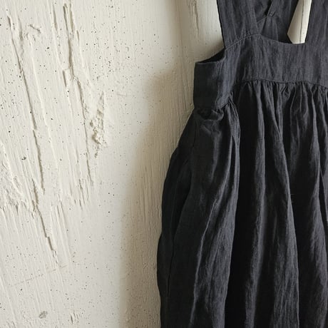 【即納】《ANTIQUE Black》Curios linen suspender skirt gauze# サスペンダースカート
