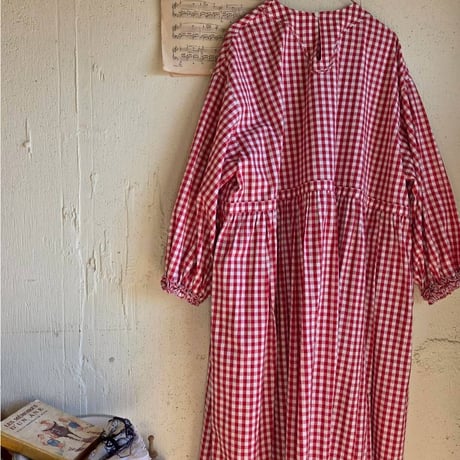 【即納】ギンガムエミリーワンピース　《赤×白》　gingham emily one-piece  led×white