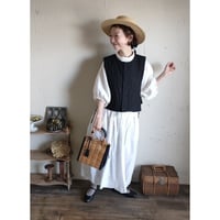 【Noir black】くるみボタンのコットンリネン 2wayジレベスト COTTON LINEN 2way Gilet 前後着ベスト リネンベスト ジレ