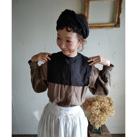 【Dark Black】Antique wash Linen cafe Tavern アンティークウォッシュリネンターバン リネンターバン カフェターバン